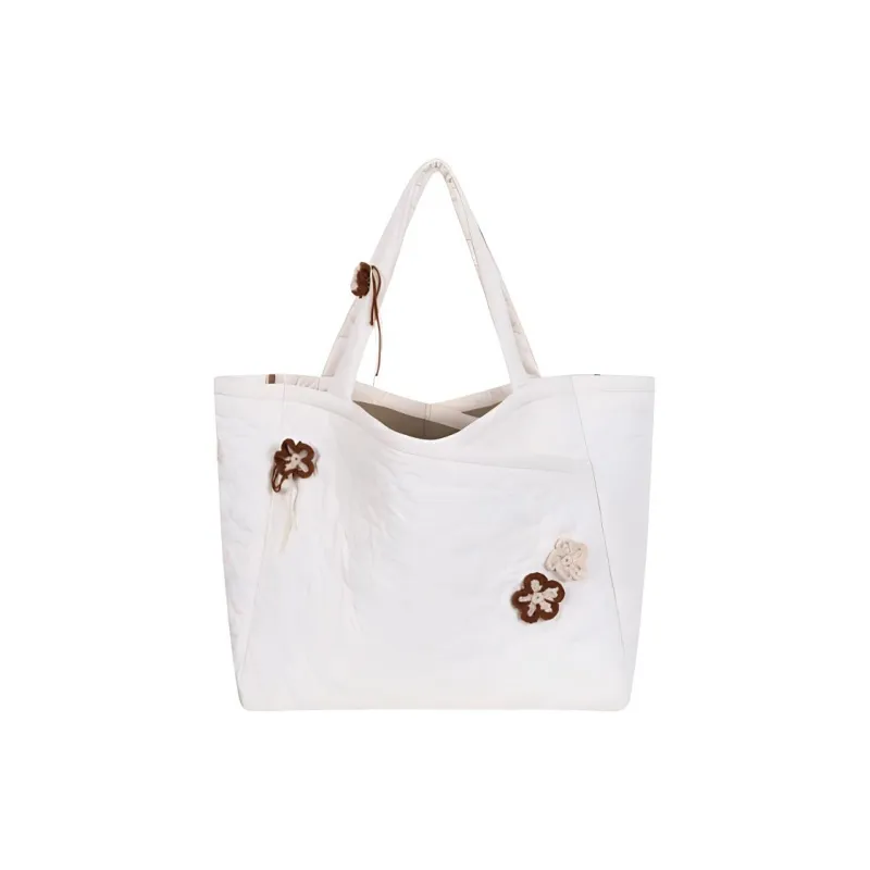 MostwantedLab Tencel Tote Bag Shopping Bag Shoulder Bags Women's Ecru/Yellow Cream/Pink/Dark Brown-0