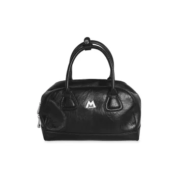 Kikawa Card Synthetic Leather Handbag Medium Size Women's Black/Coffee