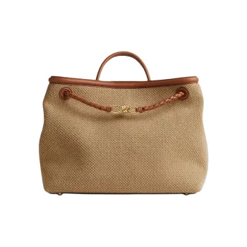 Bottega Veneta Jute One Shoulder Handbag Tubas Women's Light Wood