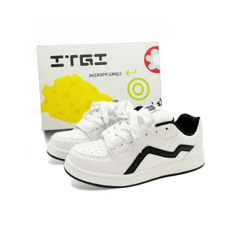 ITGI Lightweight Anti Slip And Wear Resistant Low Top Skateboard Shoes Unisex White Black