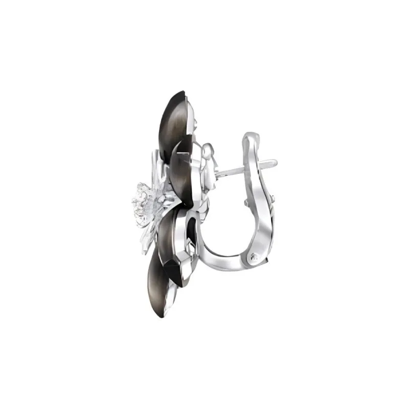 Van Cleef & Arpels Rhodium-Plated Earrings Women's Black-1