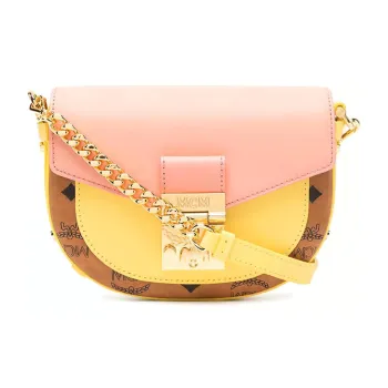 MCM Patricia Visetos Nappa Leather Shoulder Bag, Crossbody Bag Women's Pink Multicolor