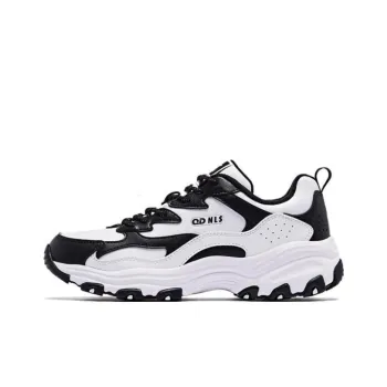 QIAODAN Slip Resistant Height Increasing Low Top Chunky Sneakers Women's Black White