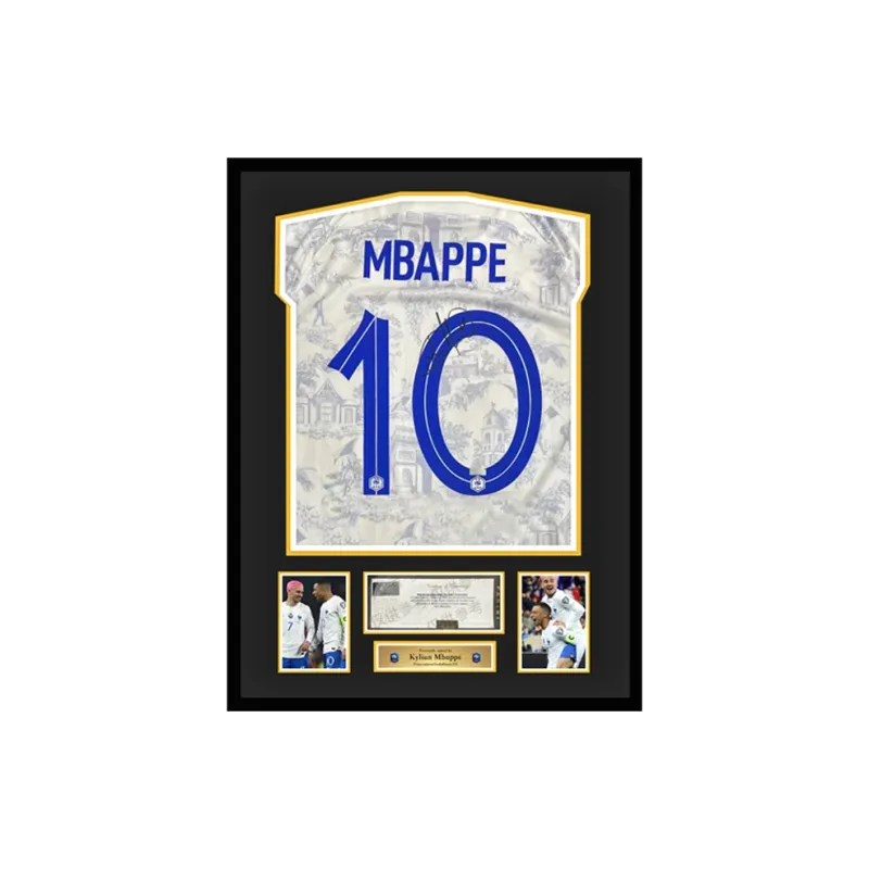 Three For France National Team Jersey Panini Certificate Framed Outer Frame Approximately 65x85cm Unisex-0