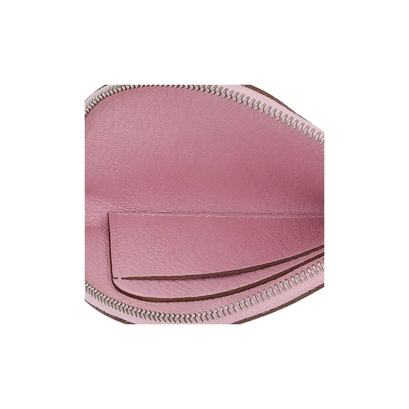 HERMES Mysore Goat Skin Coin Purse Women's Forest Purple/Caramel-3