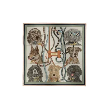 HERMES Mulberry Silk Silk Scarves Women's Clay Green