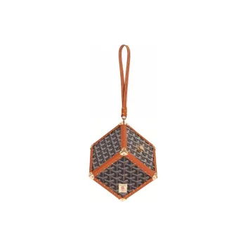 GOYARD Dé Canvas With Leather Wrist Bag Women's Black/Tan