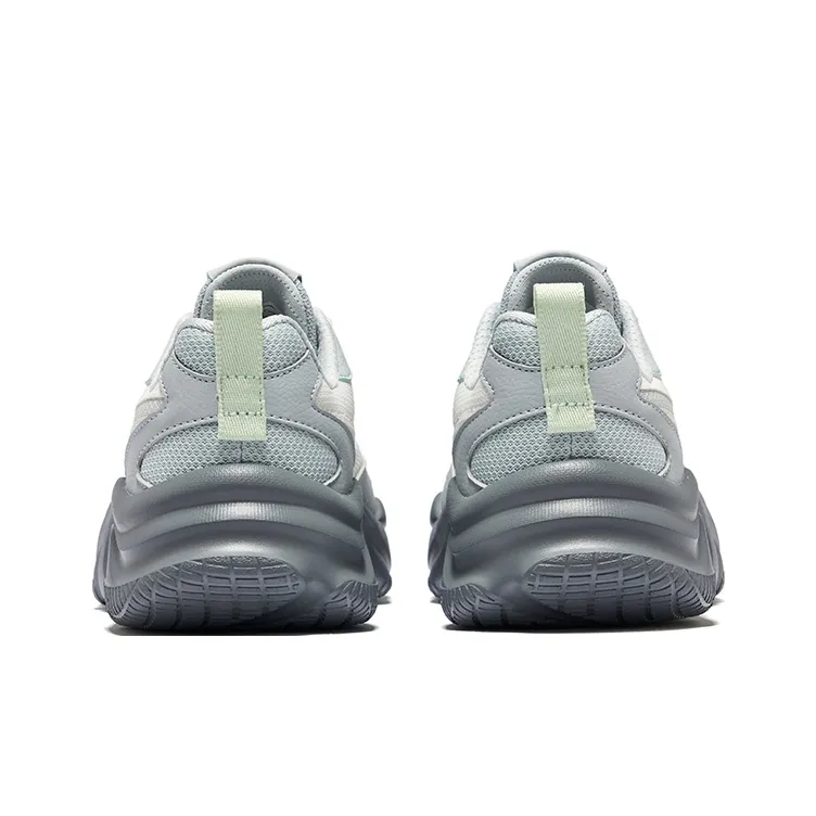 Erke Ci Wu Rebound Wear-Resistant Breathable Low-Top Casual Shoes Women's Microcrystalline White Moonstone Gray-3