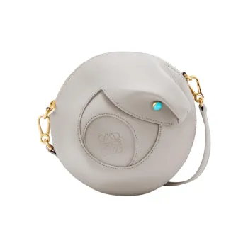 LOEWE Smooth Calf Leather Round Bag Crossbody Bag Women's Shell Gray