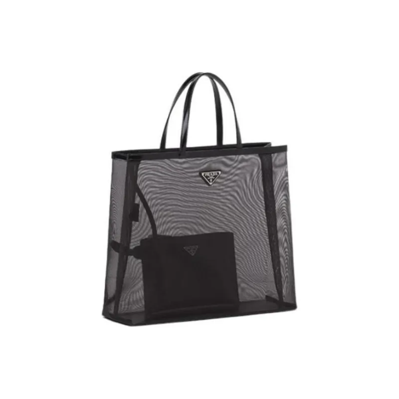 PRADA Leather Tote Bag Shopping Bag Combo One Shoulder Handbag Regular Women's Black-1