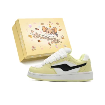 SHUXIAOBEI Dopamine Dressing Trendy Puffy Shoes Anti Slip Wear Resistant Low Top Skateboard Shoes Women's Light Yellow