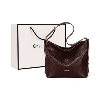 Simvay Clos Cow Leather Patchwork Synthetic Leather Bucket Bags Shoulder Bags Regular Women's Dark Brown/Black