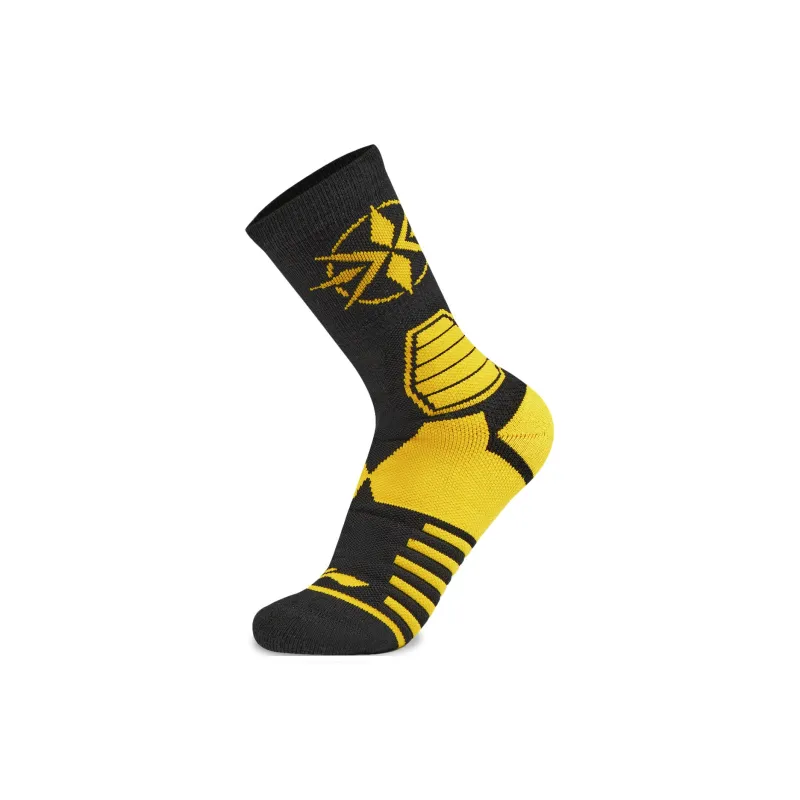 LiNing Basketball Collection Knee High Socks Unisex 1 Pack Black Spectrum Yellow-0