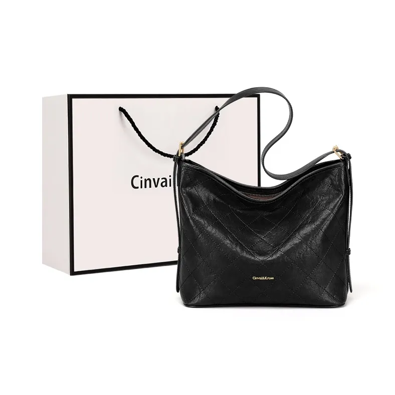 Simvay Clos Cow Leather Patchwork Synthetic Leather Bucket Bags Shoulder Bags Regular Women's Dark Brown/Black-6