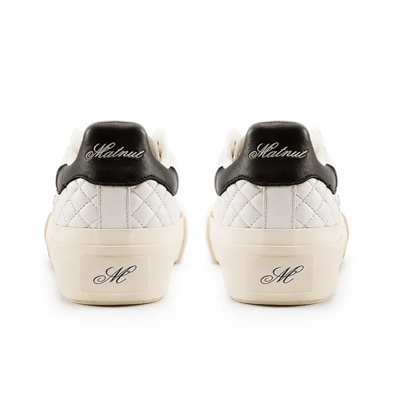 MATNUT Height Increasing Slip Resistant Low Top Skateboard Shoes Unisex White-4