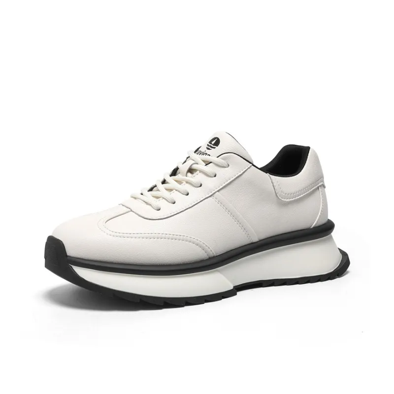 NAVIGARE Small Sailboat Height Increasing Low Top Casual Shoes Men's White-1