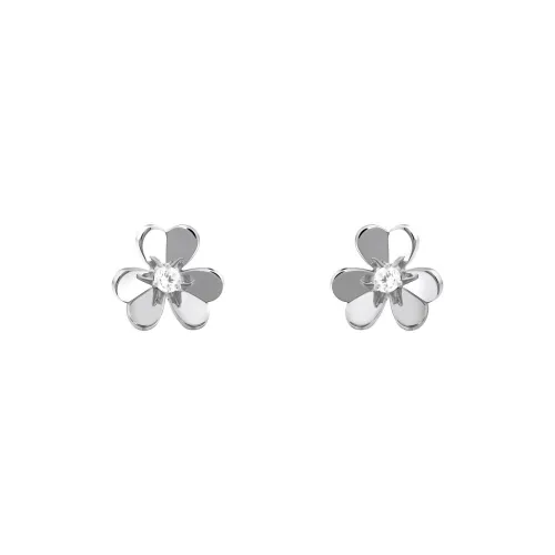 Van Cleef & Arpels 18K White Gold Earrings Women's Silver