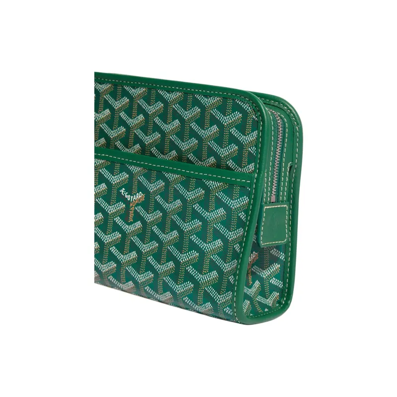 GOYARD JOUVENCE Canvas With Calfskin Toiletry Bag Small Size Unisex Green-2