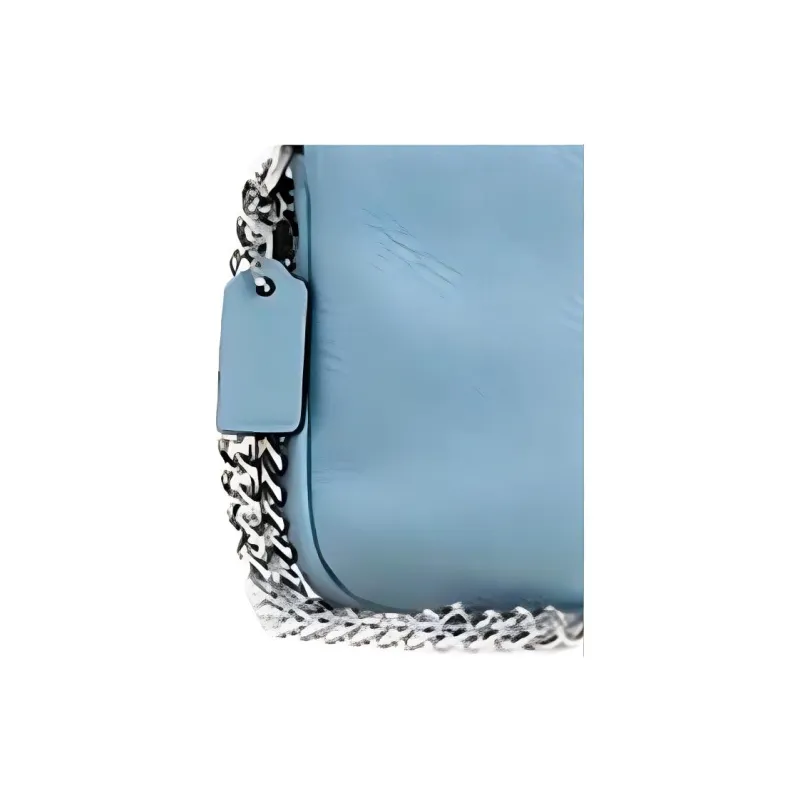 COACH Wristlet Leather Chain Shoulder Bag Mahjong Shoulder Bag Small Size Women's Sky Blue-2