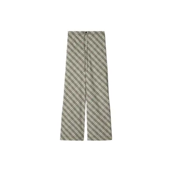 Burberry Checked Wide Leg Drawstring Trousers