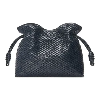 LOEWE Flamenco Lambskin One Shoulder Crossbody Clutch Medium Size Women's Ink Blue