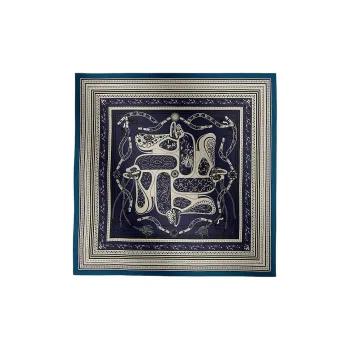 HERMES Cashmere Shawls Women's Marine Blue