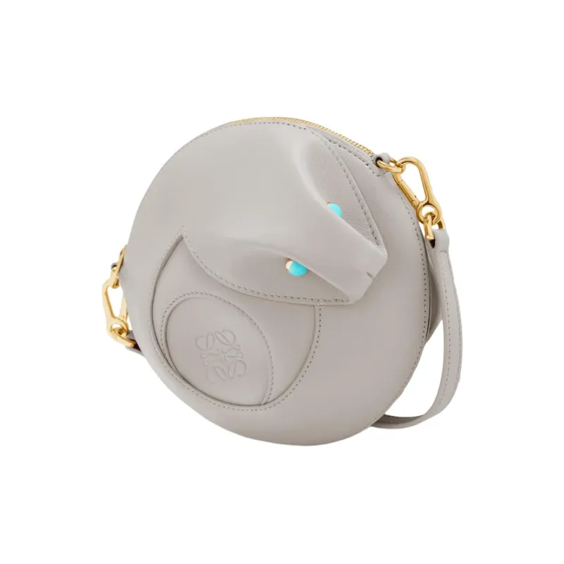 LOEWE Smooth Calf Leather Round Bag Crossbody Bag Women's Shell Gray-2