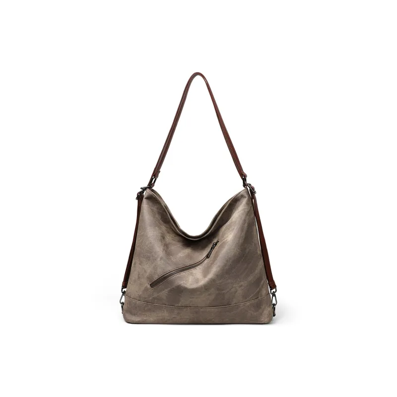 COMELY Synthetic Leather One Shoulder Crossbody Tote Medium Size Women's Khaki-1