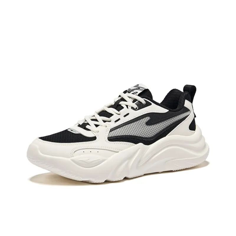 Erke Ci Wu Rebound Wear Resistant Breathable Low Top Casual Shoes Women's Jet Black Microcrystal White-2