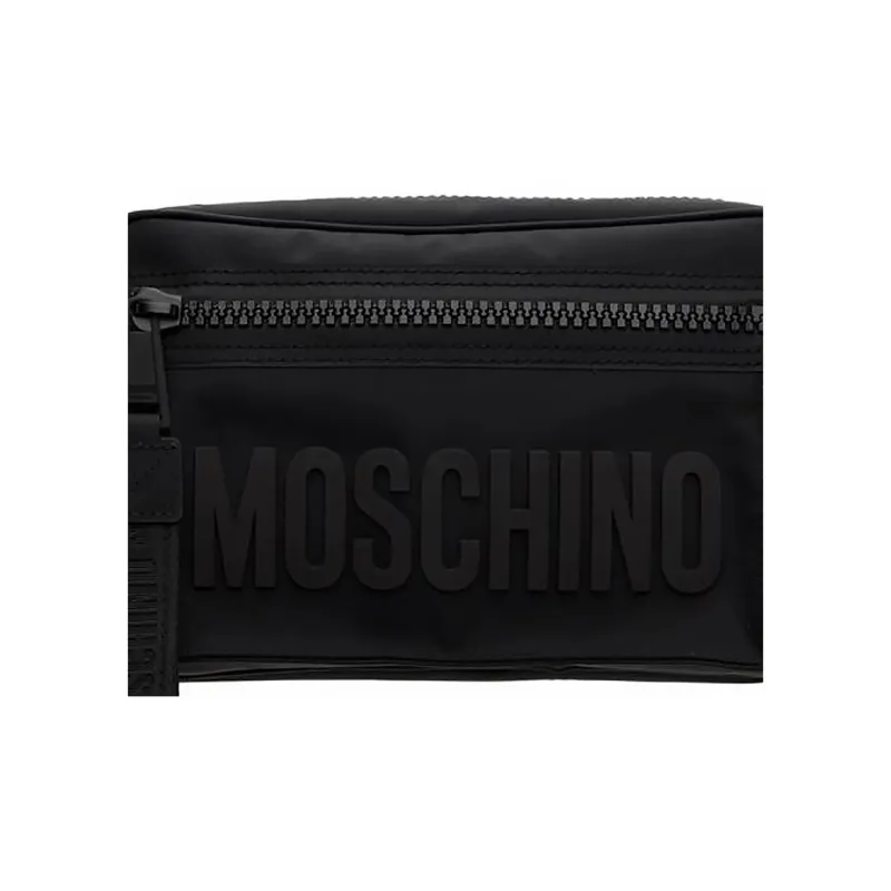 MOSCHINO Nylon One Shoulder Crossbody Sling Bags Men's Black-4