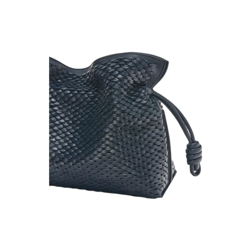 LOEWE Flamenco Lambskin One Shoulder Crossbody Clutch Medium Size Women's Ink Blue-5