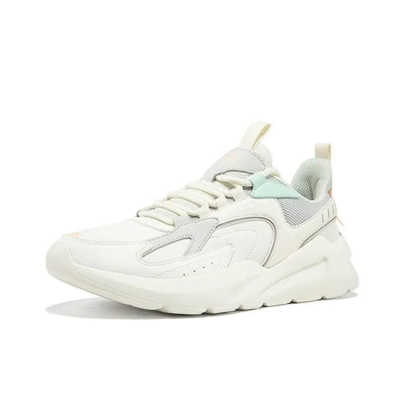 Erke Cushioning Anti Slip And Wear Resistant Low Top Running Shoes Women's White Gray-0