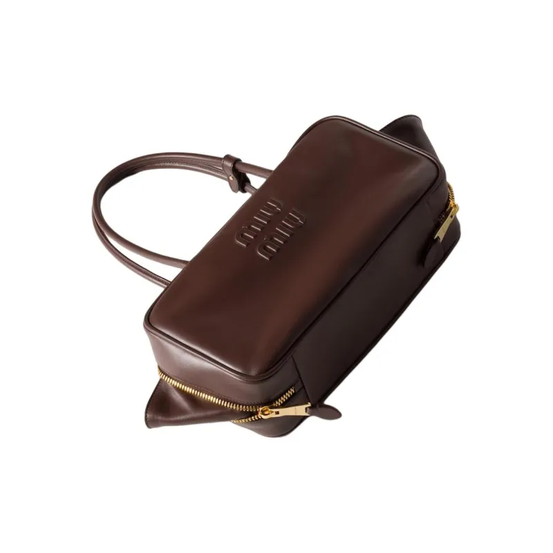 MIU MIU Beau Calfskin Handbag Medium Size Women's Heather Wood Color-1