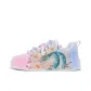 White Pink Blue-Crisscross Strap-Floral Green Snake-ZLM2004D-FL1
