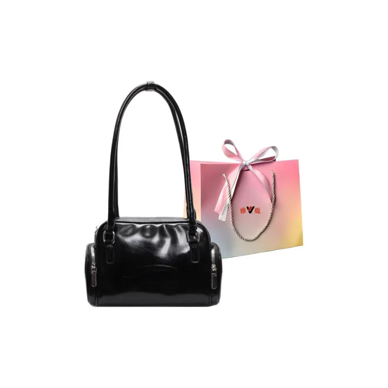 Yalu PU Equipment Bag Handbag Shoulder Bag Regular Women's Black Ecru/Pink/Burgundy-0