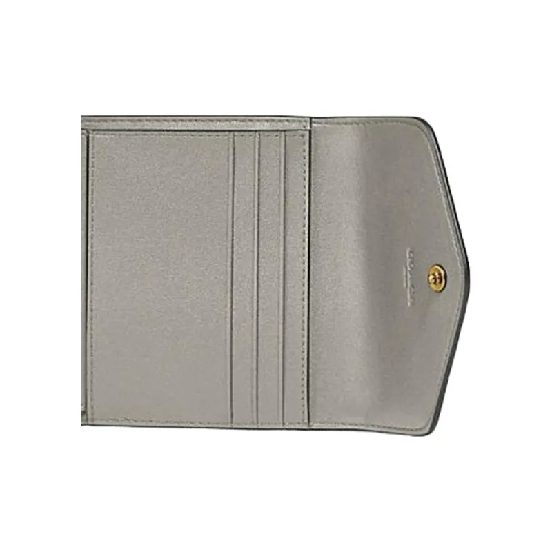 COACH Wyn Cross Grain Split Cow Leather Card Holder Document Wallet Wallet Small Size Women's Gray-4