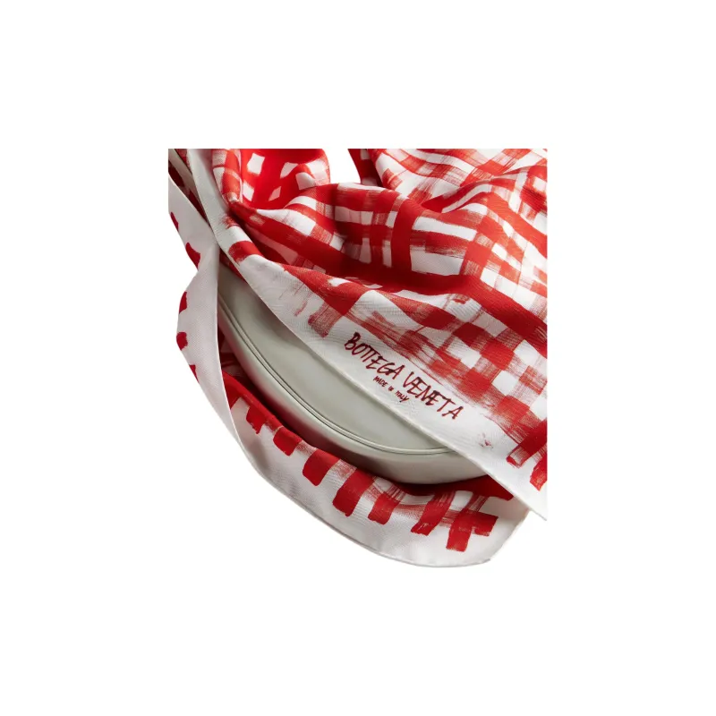 Bottega Veneta Silk Shoulder Bag Women's Red & White-2