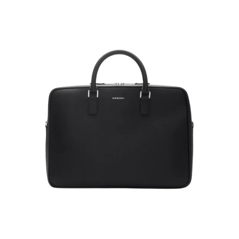 Burberry Calfskin One Shoulder Crossbody Portable Briefcase Men's Black-0