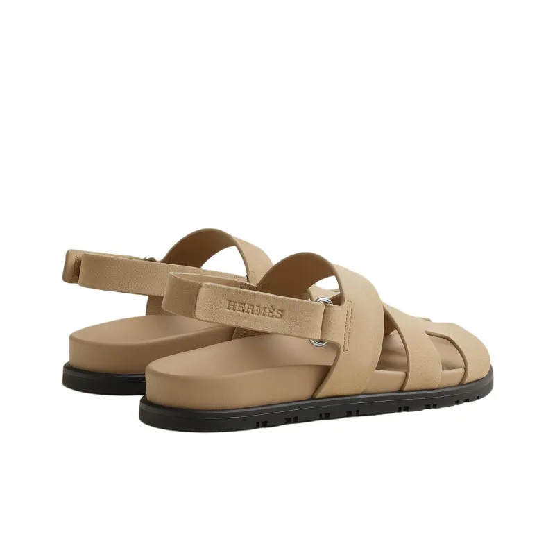 HERMES Genius One Strap Sandals Women's Beige-3