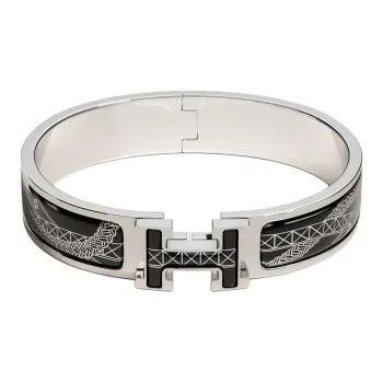 HERMES Palladium Plated Bracelets Women's Black