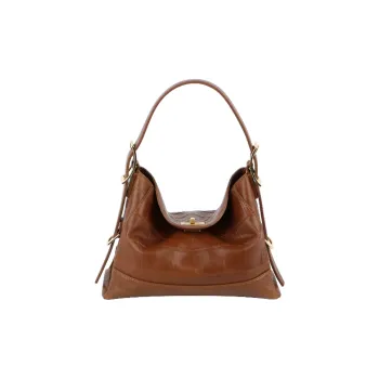 APEDE MOD Calfskin Square Lock Zongzi Bag Handbag, Underarm, Shoulder Bag Small Size Women's Toffee Crocodile Pattern