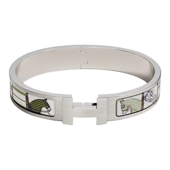 HERMES Palladium Plated Bangles Unisex White