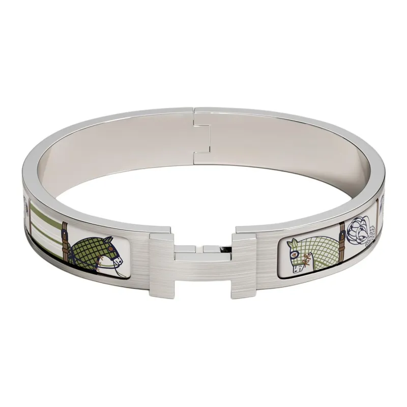 HERMES Palladium Plated Bangles Unisex White-0
