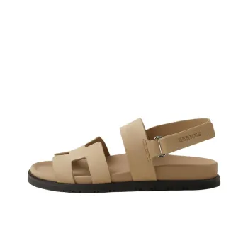HERMES Genius One Strap Sandals Women's Beige