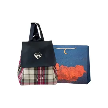 Elsvet Canvas Backpack Regular Women's Pink Plaid/Green Plaid