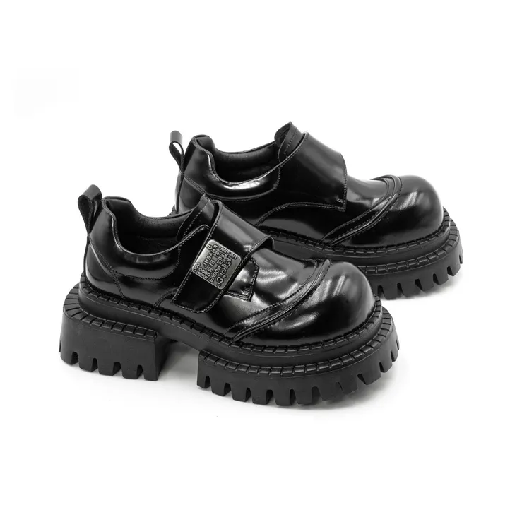 Little Sue _Argument Niche Design Hook-and-Loop Trendy Versatile Large-Head Derby Shoes Loafers Women's-2