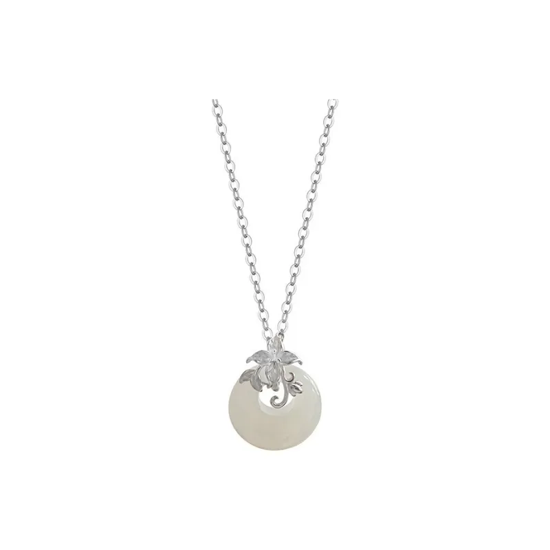 Zheng Baifu Hetian Jade Necklaces Pale Greenish White Jade Women's-0