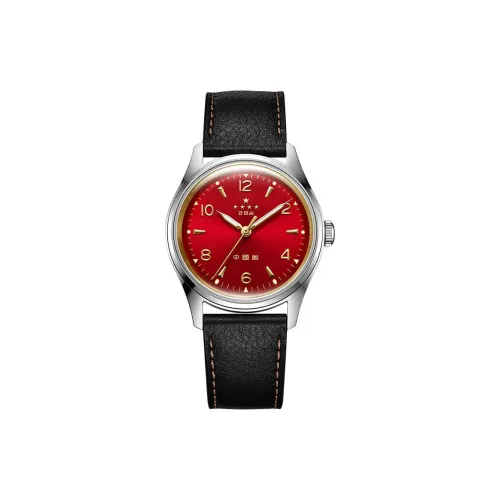 Sea Gull Machine Automatic Mechanical Movement Cow Leather Strap Watch Men's Watches Red Watch Dial