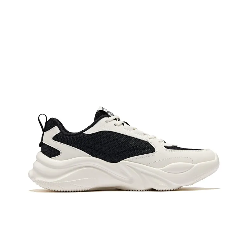 Erke Ci Wu Rebound Wear Resistant Breathable Low Top Casual Shoes Women's Jet Black Microcrystal White-1