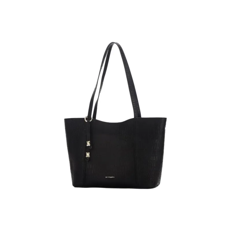 RED DRAGONFLY Polyurethane Tote Bag, Shopping Bag, Shoulder Bag Tubas Women's Black/Brown-1